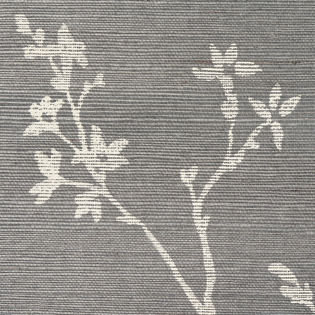Twiggy Sisal Charcoal by Schumacher Hand Screen Printed Wallpaper – Schumacher 5008295