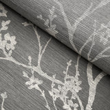 Twiggy Sisal Charcoal by Schumacher Hand Screen Printed Wallpaper – Schumacher 5008295