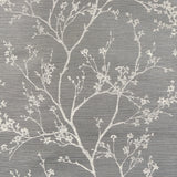 Twiggy Sisal Charcoal wallpaper with delicate flowering branches on a textured sisal ground