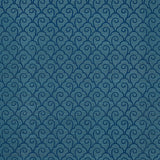 Scallop Filigree Sisal wallpaper in Lapis on Peacock by Schumacher, featuring a stylized Art Deco-inspired scroll pattern.