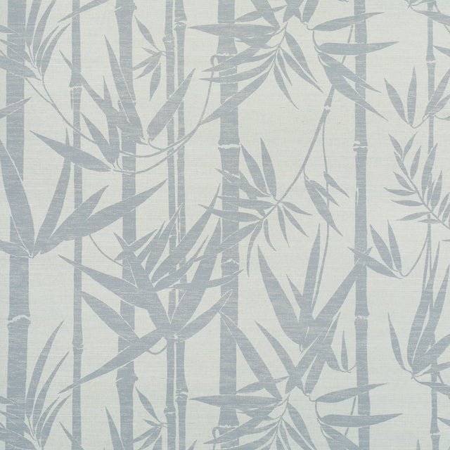LES BAMBOUS SISAL wallpaper in Mineral by Schumacher, featuring a hand-screened bamboo pattern on textured sisal wallcovering.