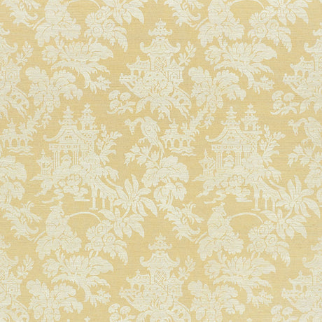 Brighton Sisal wallpaper in a natural colorway featuring a classic chinoiserie pattern by Schumacher.