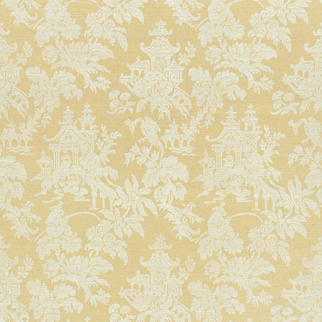 Brighton Sisal wallpaper in a natural colorway featuring a classic chinoiserie pattern by Schumacher.