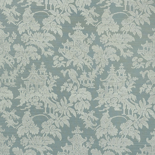 Brighton Sisal wallpaper in Mineral, a classic chinoiserie pattern by Schumacher