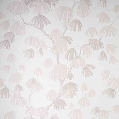Weeping Pine in Cloud by David Kaihoi for Schumacher, a romantic botanical wallpaper with sweeping pine branches in soft neutral tones.