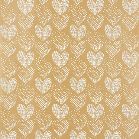 Heart of Hearts wallpaper in ivory and gold with whimsical heart pattern by Schumacher