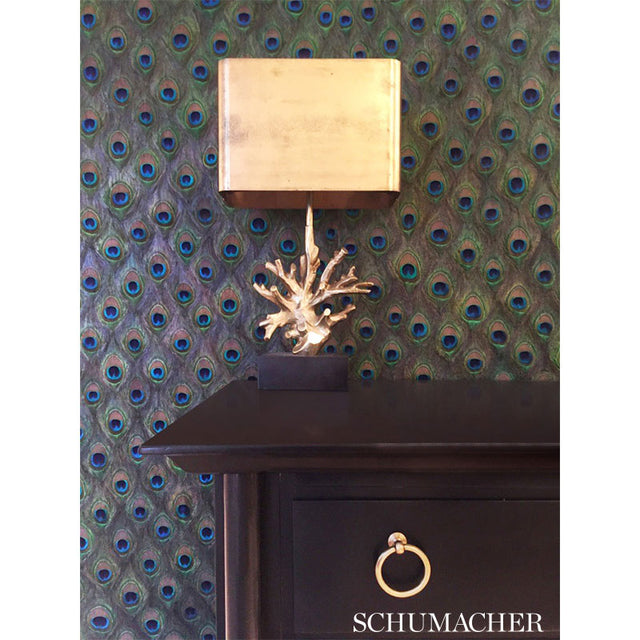 Peacock Ore Greens by Schumacher Luxe Feather Wallcovering Panel – Schumacher 5008370
