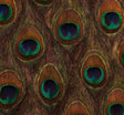 Peacock Ore wallcovering panel featuring natural peacock feathers in rich, iridescent colors by Schumacher.