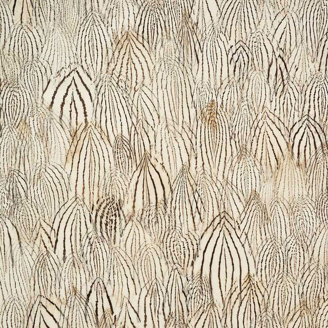 Diamond wallcovering in White Peach by Schumacher, featuring a delicate, striated feather pattern.