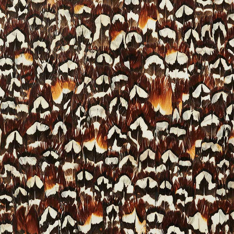 Hematite wallcovering in Coffee colorway with a dense, natural feather pattern by Schumacher.