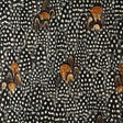Argentite wallcovering panel with a graphic, textural spotted feather design in coral and black by Schumacher.