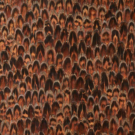 Agate Chestnut by Schumacher - Luxurious hand-applied feather wallcovering panel in warm chestnut tones
