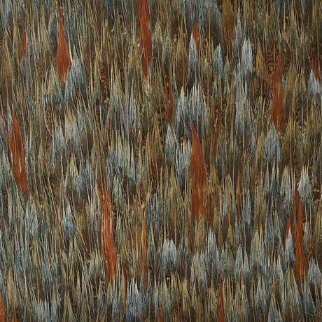 Nickel by Schumacher - Plume Collection, hand-applied natural feather wallcovering in brown tones