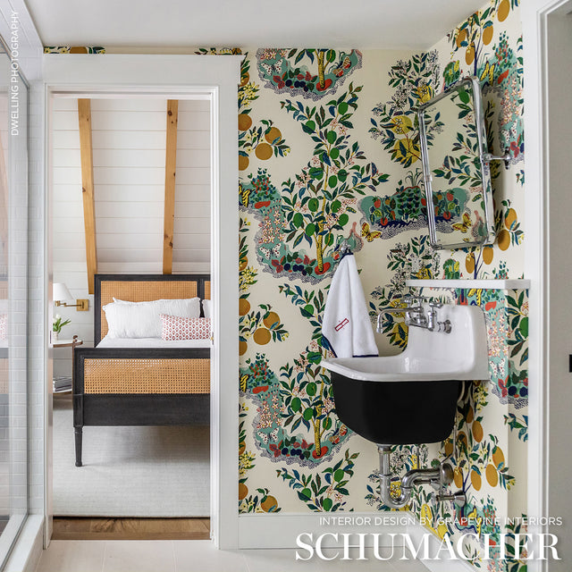 Citrus Garden Panel Set Yellows by Schumacher Hand-Screened Whimsical Botanical Wallpaper – Schumacher 5008410