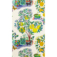 Citrus Garden Panel Set wallpaper by Schumacher featuring vibrant hand-drawn citrus trees, butterflies, and garden motifs in a colorful, whimsical style.