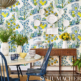 Citrus Garden Panel Set Pool by Schumacher Hand-Drawn Botanical Wallpaper – Schumacher 5008411