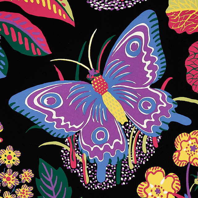Exotic Butterfly Black by Schumacher Vibrant Butterfly Botanical Wallpaper – Schumacher 5008422