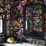 Exotic Butterfly Black by Schumacher Vibrant Butterfly Botanical Wallpaper – Schumacher 5008422