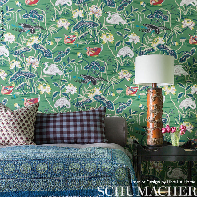 Lotus Garden Lilac by Schumacher Japanese Motif Hand-Screened Wallpaper – Schumacher 5008432