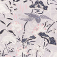 Lotus Garden wallpaper in Lilac by Schumacher, featuring Japanese-inspired birds and lotus flowers in a hand-screened design.