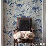 Lotus Garden Porcelain by Schumacher Japanese Motif Scenic Wallpaper – Schumacher 5008435
