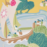 Pearl River Yellow Scenic Wallpaper by Schumacher – Hand-Screened Classic Design 5008442