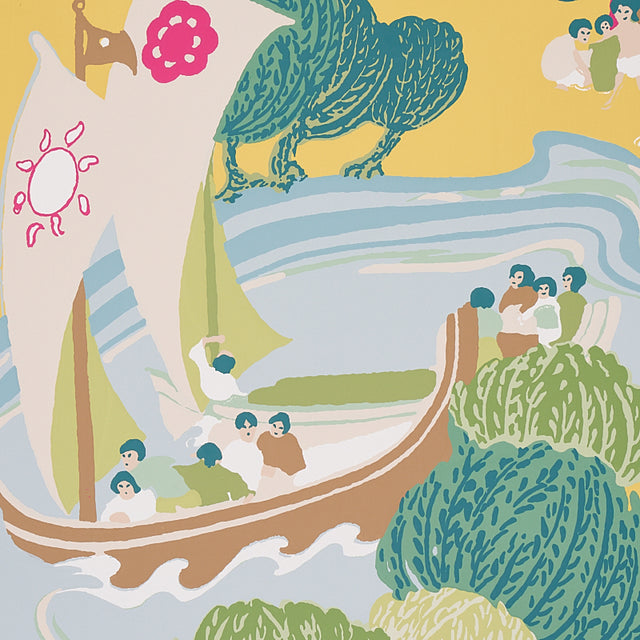 Pearl River Yellow Scenic Wallpaper by Schumacher – Hand-Screened Classic Design 5008442