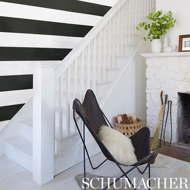 Baxter Stripe Sky Blue and White by Schumacher Modern Stripe Wallpaper – Schumacher 5008520