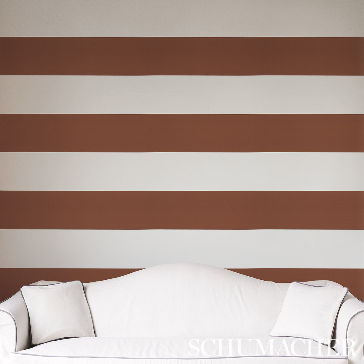 Baxter Stripe Brown by Schumacher Bold Stripe Wallpaper – Schumacher 5008527