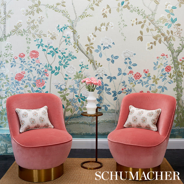 Madame de Pompadour Panel Set Alabaster by Schumacher – Miles Redd Chinoiserie Floral Wall Mural 5008540