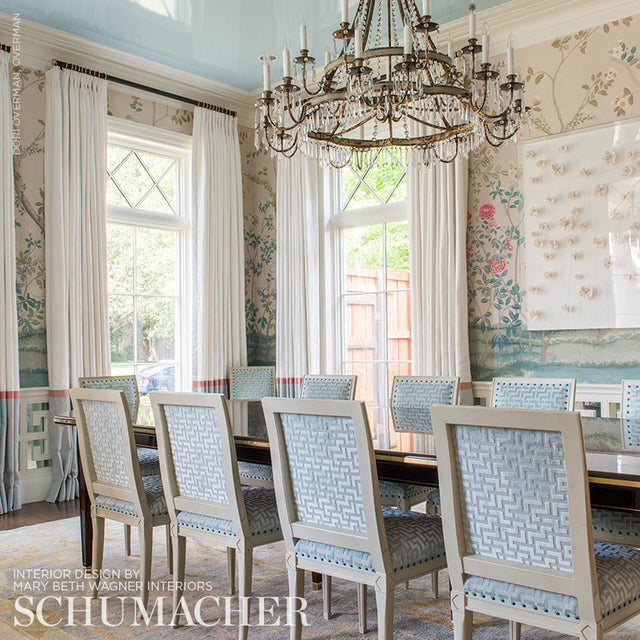 Madame de Pompadour Panel Set Alabaster by Schumacher – Miles Redd Chinoiserie Floral Wall Mural 5008540