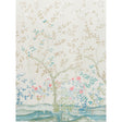 Madame de Pompadour Panel Set wallpaper in Alabaster by Schumacher, featuring a Chinoiserie-inspired English garden floral design.