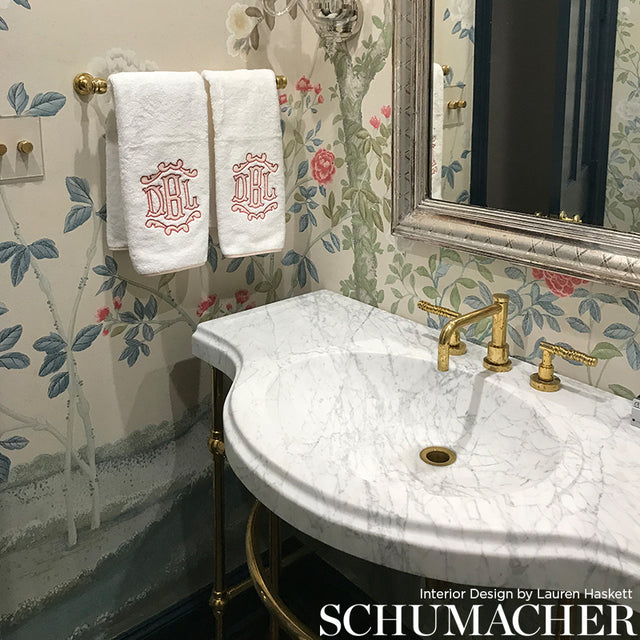 Madame de Pompadour Panel Set Aqua by Miles Redd Chinoiserie Floral Wallpaper – Schumacher 5008541