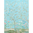 Madame de Pompadour Panel Set wallpaper in aqua, featuring a Chinoiserie-inspired floral garden design by Miles Redd for Schumacher.
