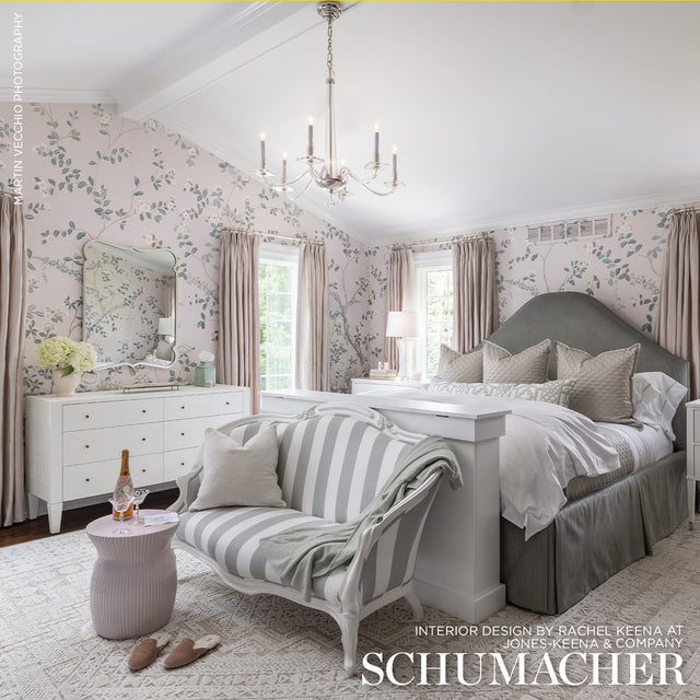 Madame de Pompadour Panel Set Blush by Miles Redd Floral Chinoiserie Wallpaper – Schumacher 5008542