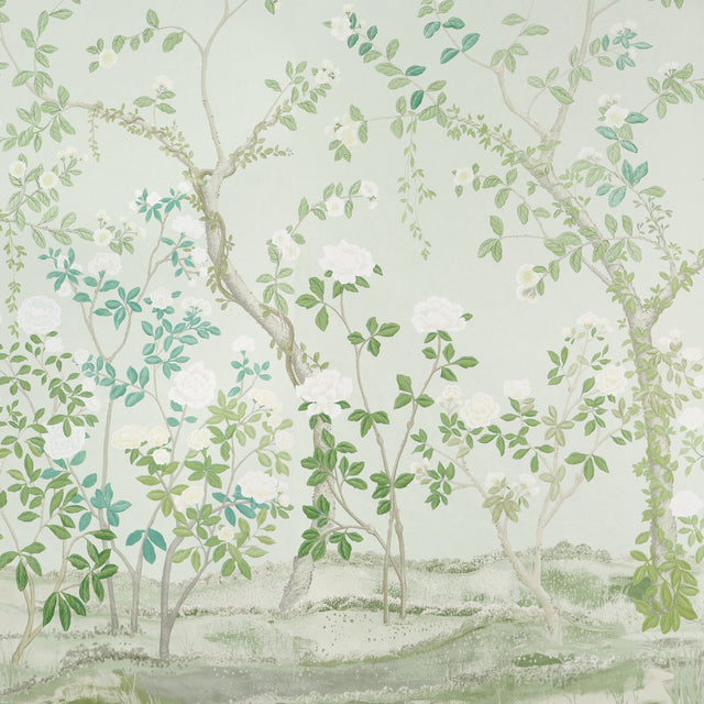 Madame de Pompadour Panel Set Green Chinoiserie Floral Wallpaper – Schumacher 5008543