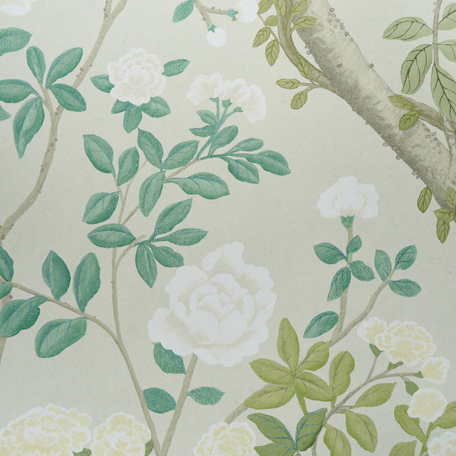 Madame de Pompadour Panel Set Green Chinoiserie Floral Wallpaper – Schumacher 5008543