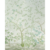 Madame de Pompadour Panel Set wallpaper in green, featuring a lush English garden Chinoiserie floral design by Miles Redd for Schumacher.