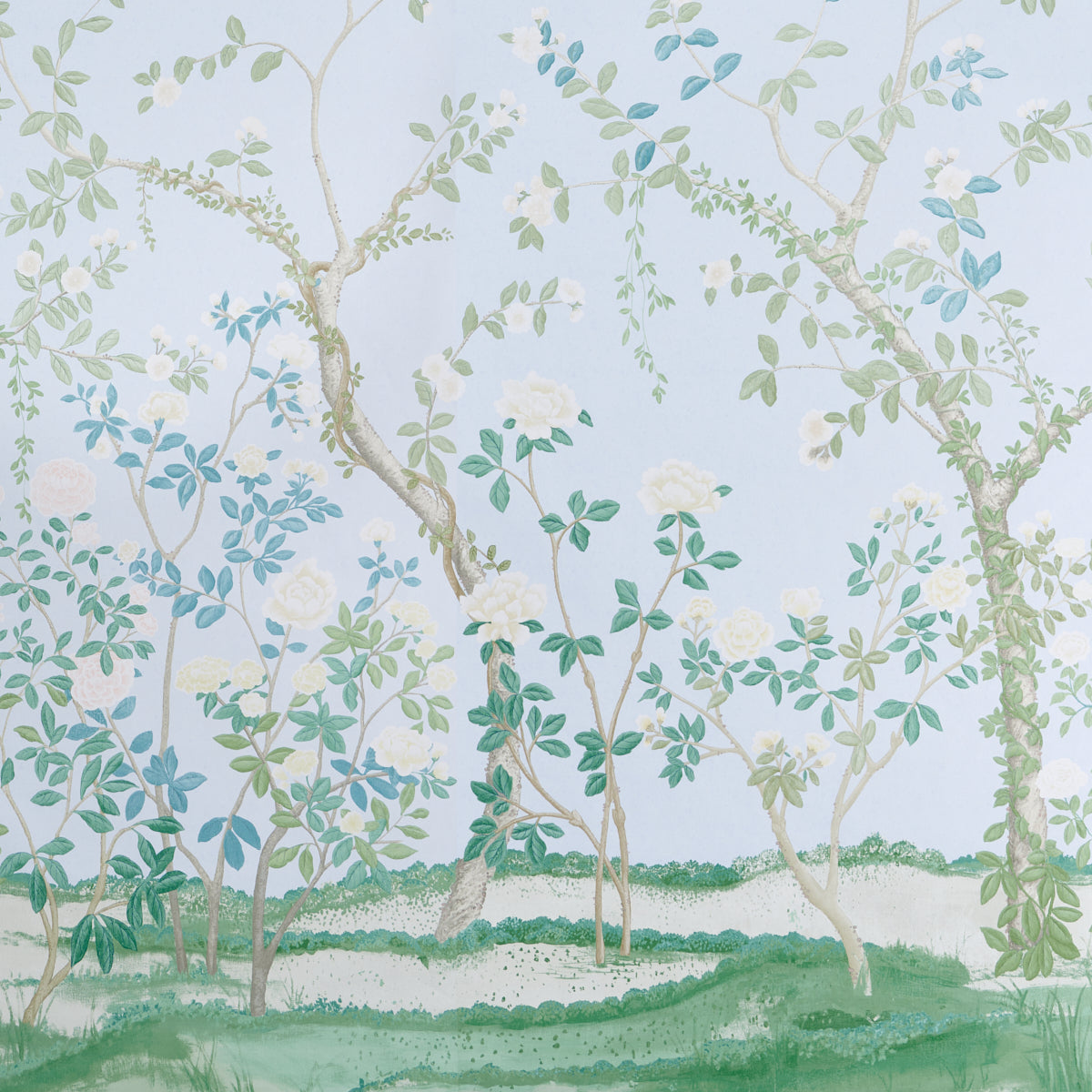 Madame de Pompadour Panel Set Blue by Miles Redd Chinoiserie Floral Wallpaper – Schumacher 5008544