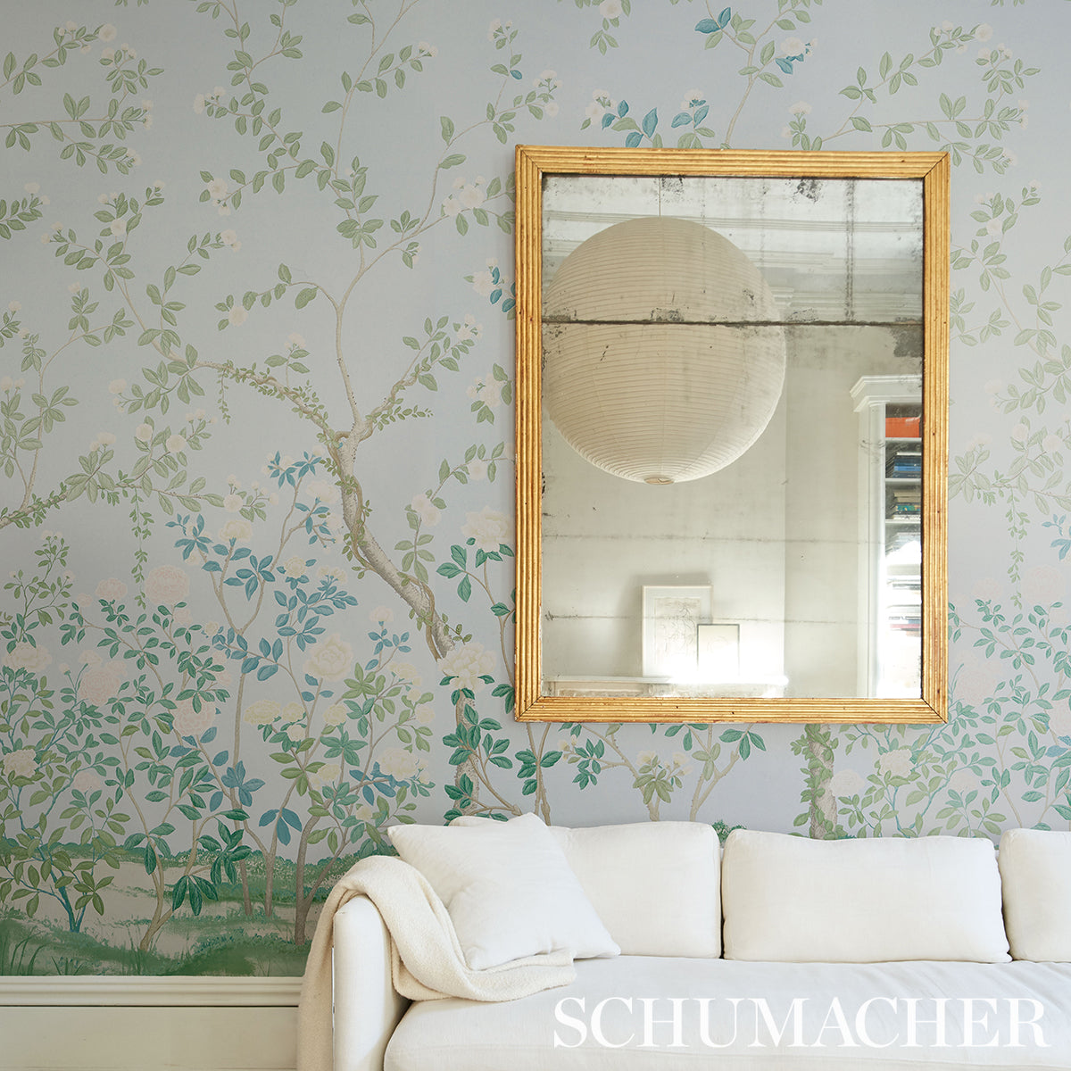 Madame de Pompadour Panel Set Blue by Miles Redd Chinoiserie Floral Wallpaper – Schumacher 5008544
