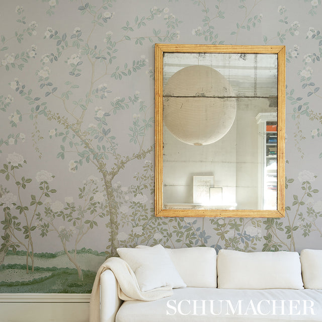 Madame de Pompadour Panel Set Grey by Schumacher Chinoiserie Floral Wallpaper – Miles Redd 5008545