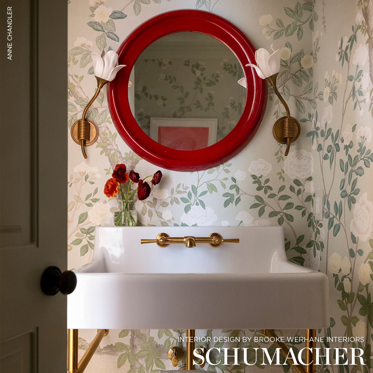 Madame de Pompadour Panel Set Grey by Schumacher Chinoiserie Floral Wallpaper – Miles Redd 5008545