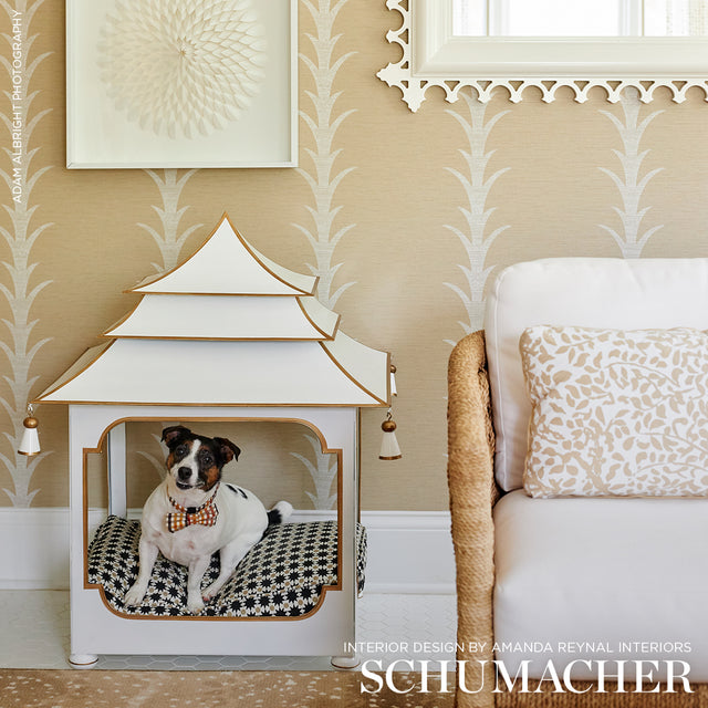 Acanthus Stripe Vinyl Natural by Celerie Kemble – Schumacher 5008592