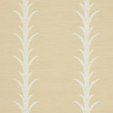 Acanthus Stripe Vinyl wallpaper in a natural colorway with a stylized acanthus motif stripe pattern, designed by Celerie Kemble for Schumacher.
