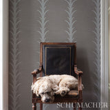 Acanthus Stripe Vinyl Grey by Schumacher Contract-Grade Performance Wallpaper – 5008593