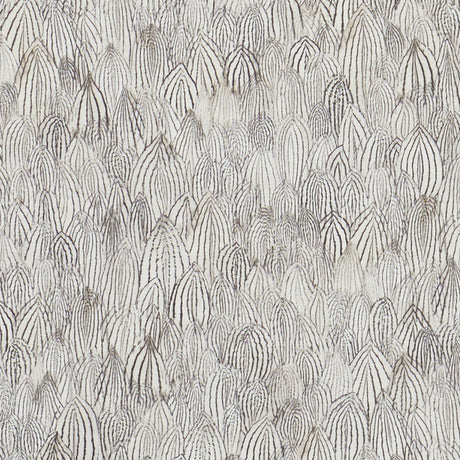 Feathers wallpaper in Zebra colorway by Schumacher, featuring a distinctive feather pattern in neutral tones.