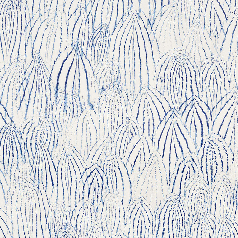 Feathers Indigo by Schumacher Silver Lining Performance Wallcoverings Wallpaper – Schumacher 5008611