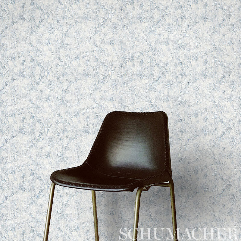 Feathers Indigo by Schumacher Silver Lining Performance Wallcoverings Wallpaper – Schumacher 5008611