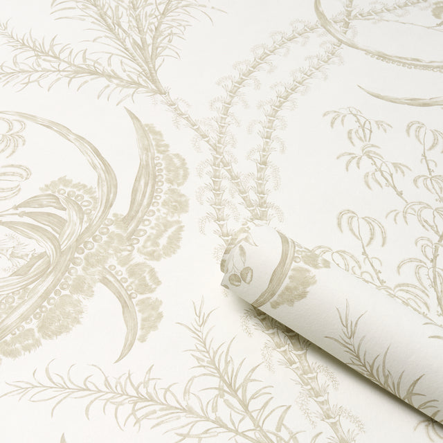 Ocean Toile Sand by Schumacher Undersea Toile Wallcovering – 5008722