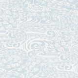 Mizu Sky by Schumacher, a surface-printed wallpaper with swirling garden fantasia in blue and white.